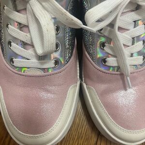 Christian Louboutin Pink and Silver Womens Fashion Sneakers